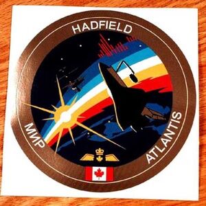 CHRIS HADFIELD 1995 STS-74 PERSONAL STICKER, OFFICIAL ASTRONAUT FULL COLOUR DESI